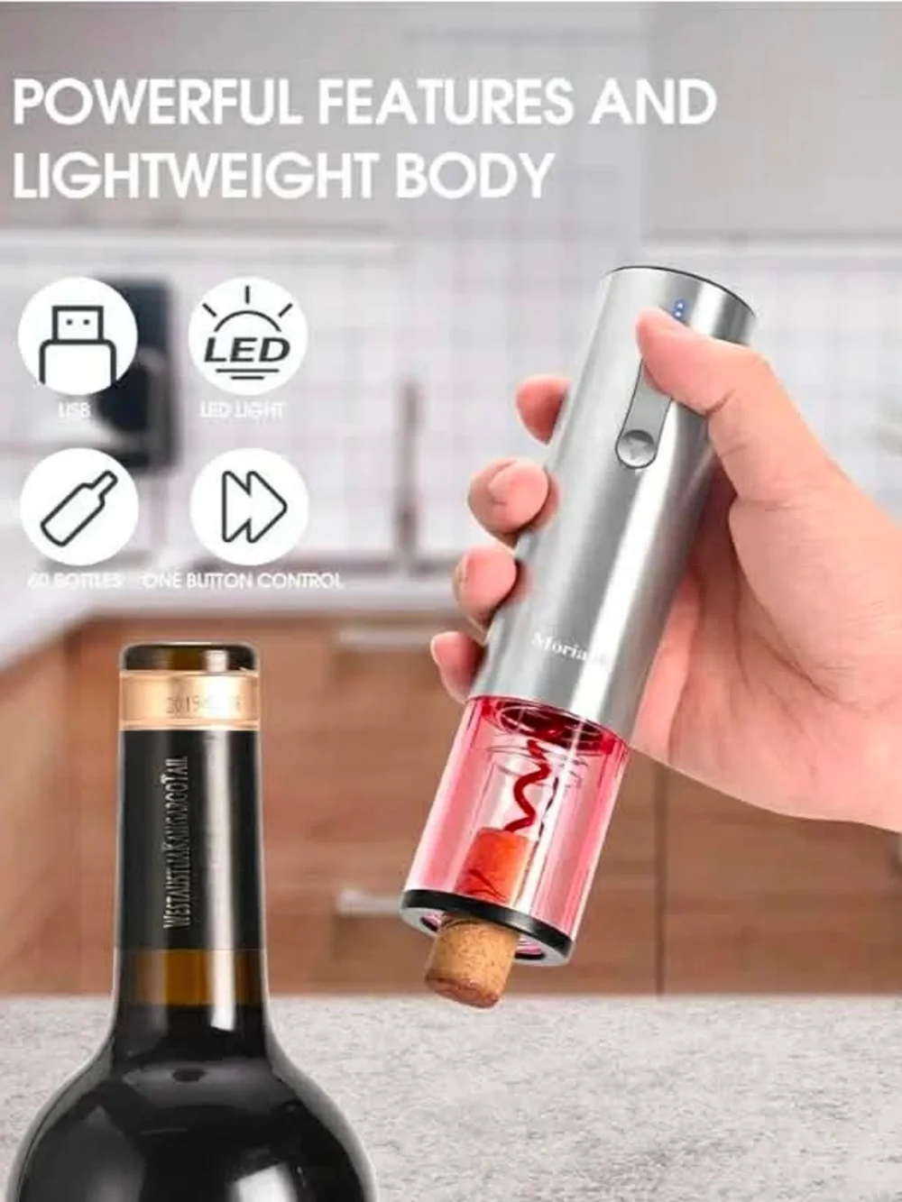 Moriank Wine Gift Set - Silver 6-in-1 Automatic Bottle Opener